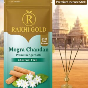 Rakhi Gold Floral Sandalwood Dual Fragrance Agarbatti Zipper Mogra Chandan  (150 g, Set of 1)